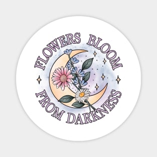 flowers bloom from darkness floral moon Magnet